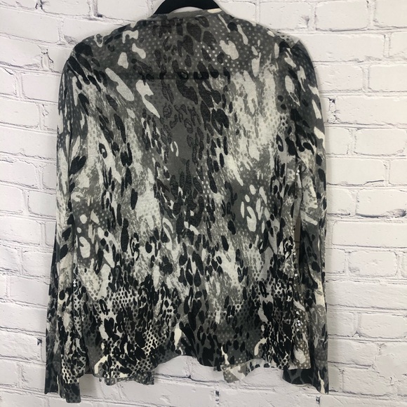 Chico’s: Sequin Animal Print Cardigan button up  Sweater. Size(2) - Picture 6 of 10